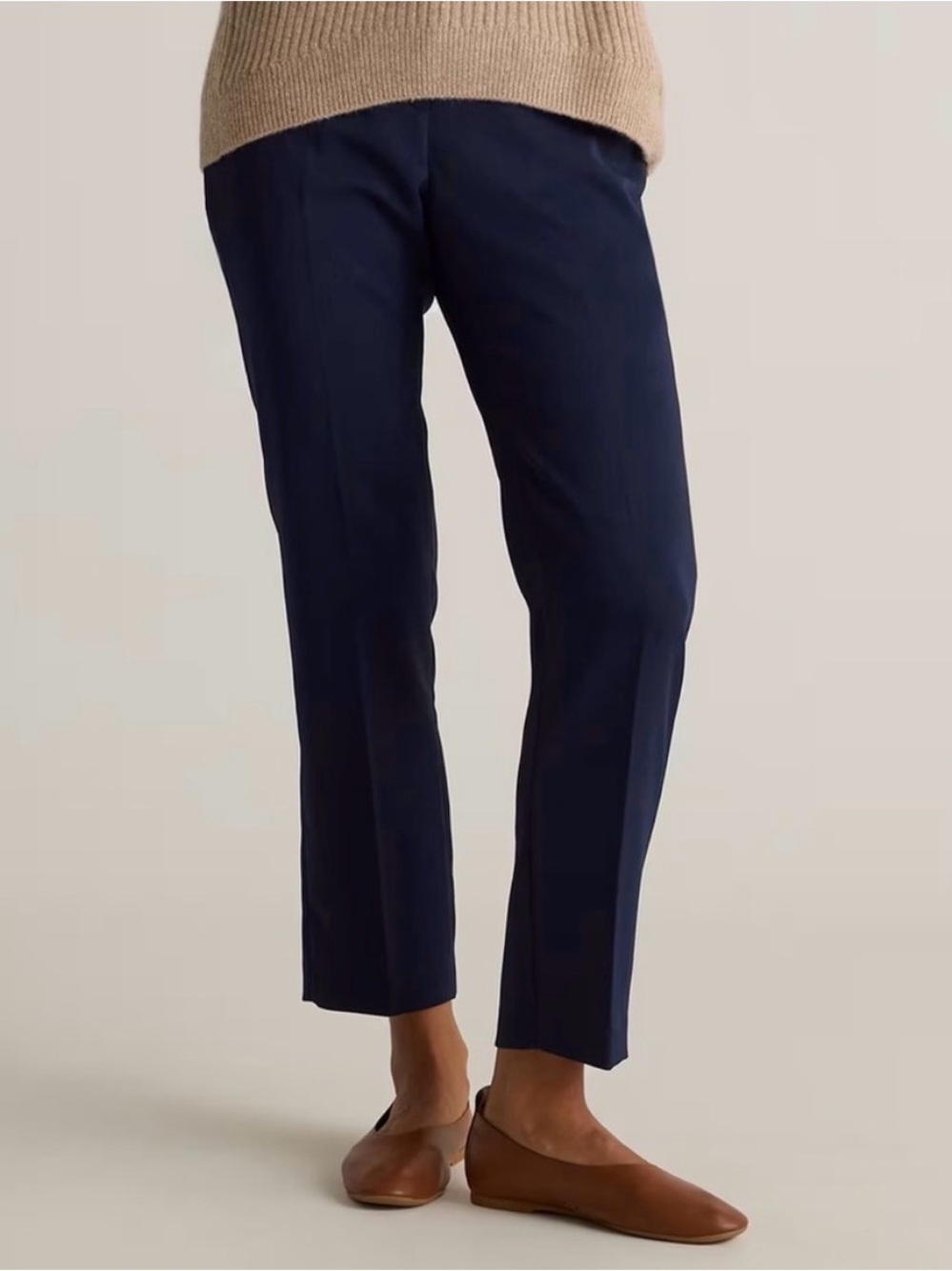 NWT Quince Stretch Crepe Ankle Pants Navy Size 10